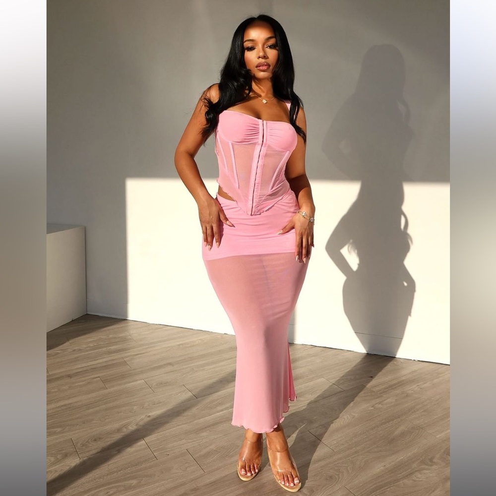 Heartbreaker Bustier Corset Top & Midi Skirt Set